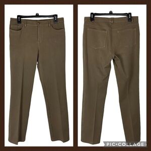 Peace Of Cloth NYC Khaki Stretchy High Rise Slim Straight Leg Pants 8